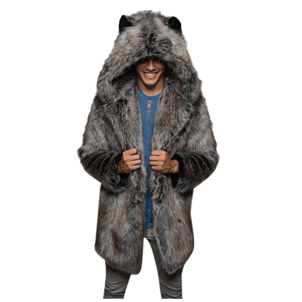 Men's Fur Winter Leisure Warm Marten Overcoats Coats