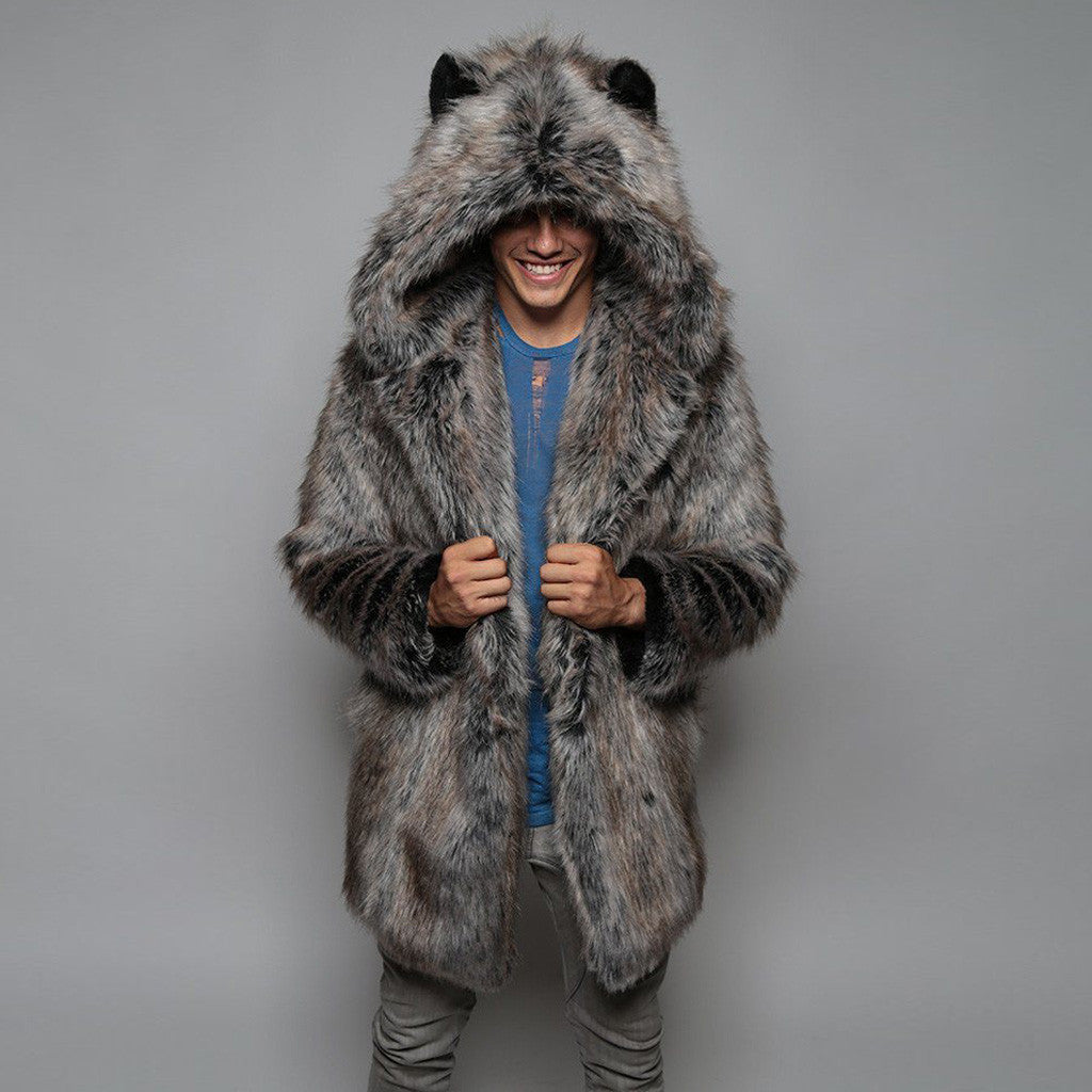 Men's Fur Winter Leisure Warm Marten Overcoats Coats