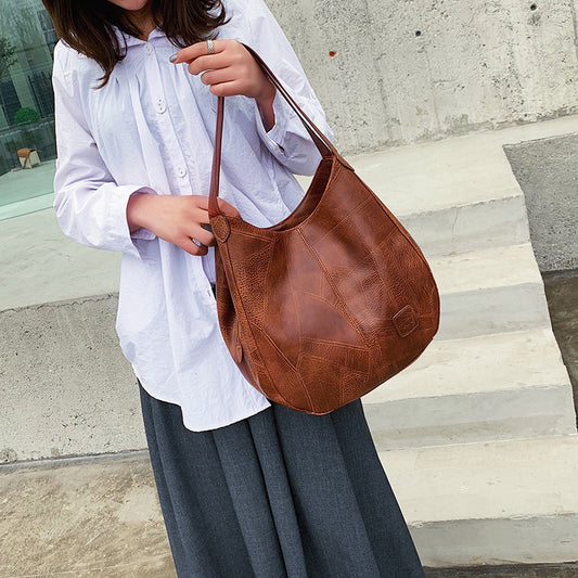 Women's Retro Soft Leather Textured Large Capacity Shoulder Bags
