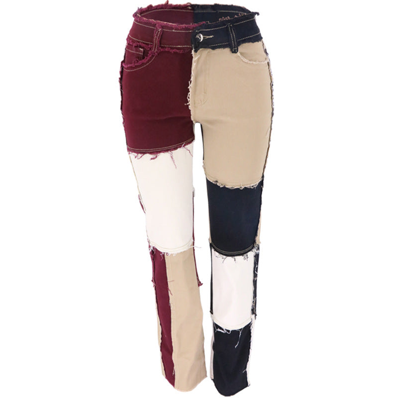 Women's Summer Trendy High Waist Straight Stitching Jeans