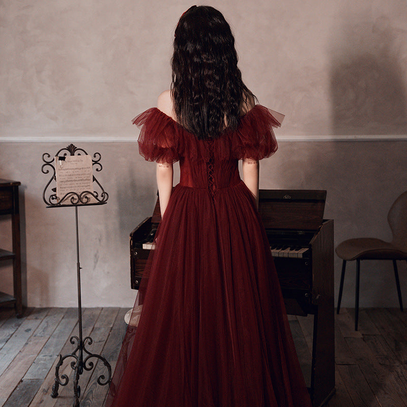 Red Bridal Toast Dress Long Slimming Wedding Dresses