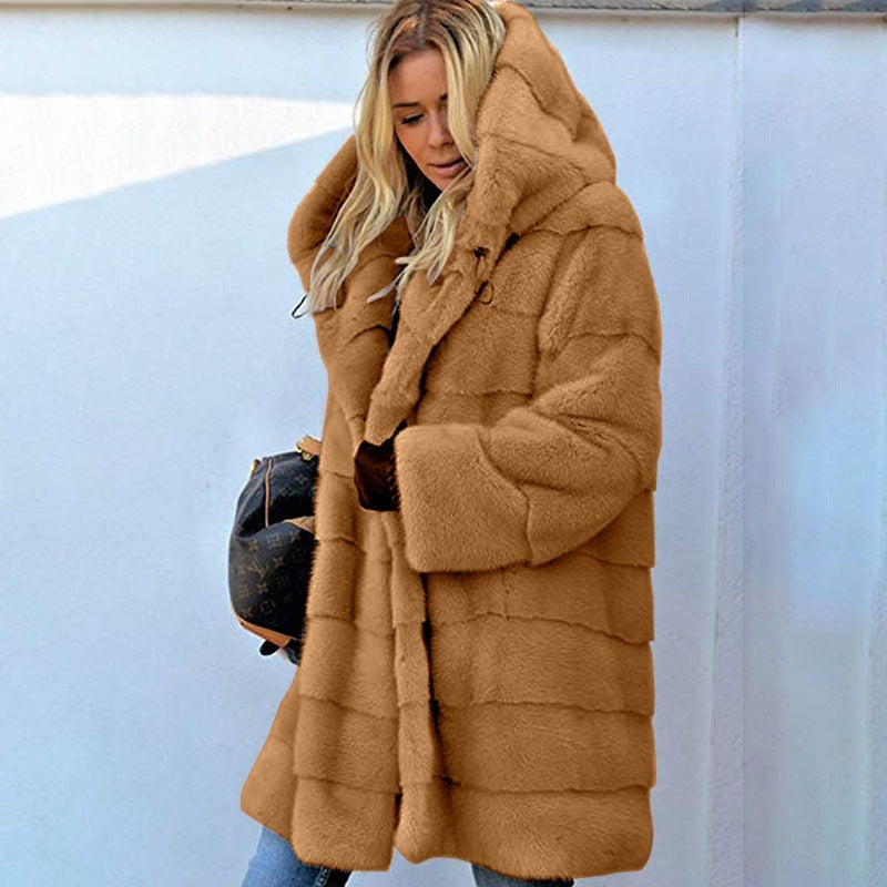Solid Color Loose Mink Fur Plush Coats