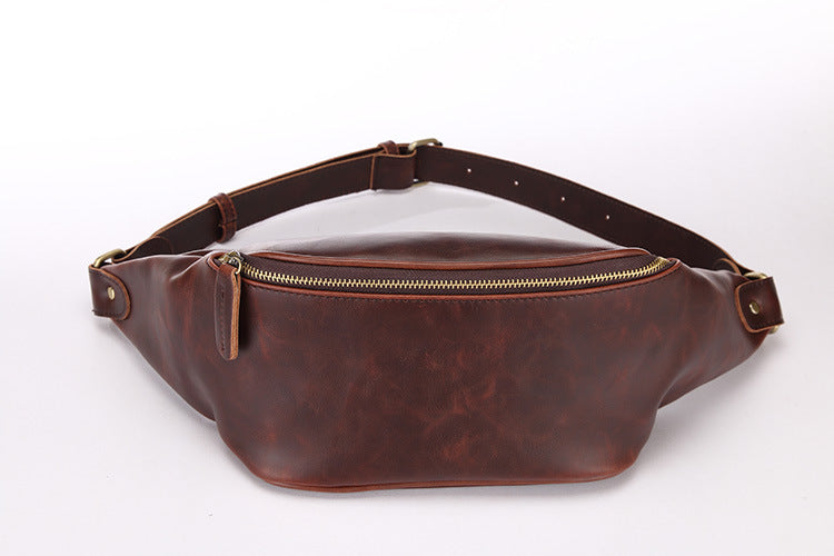 Men's Fashion Retro Crazy Horse Leather Daily Men's Chest Bags