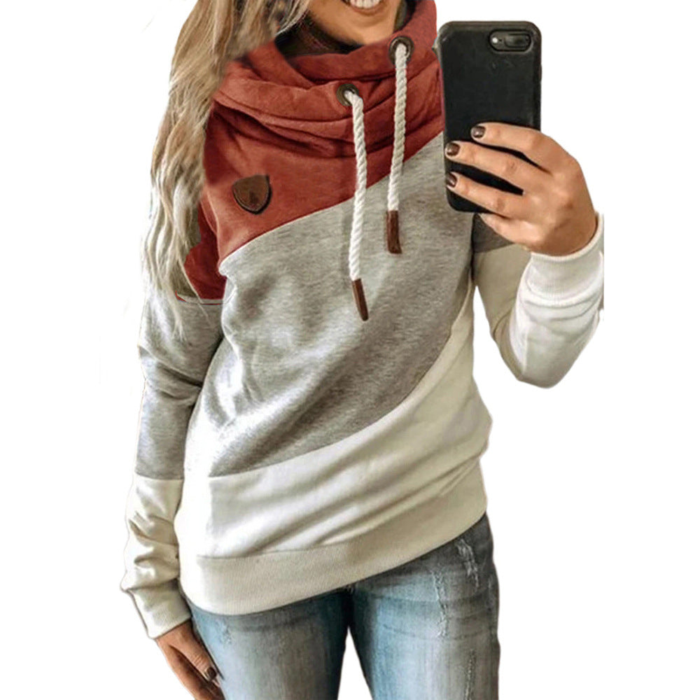 Women's Collar For Color Contrast Patchwork Loose Slimming Tops