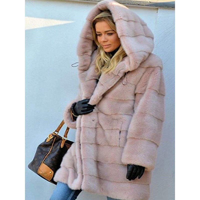 Solid Color Loose Mink Fur Plush Coats
