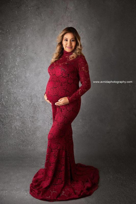 Women's Lace Long Sleeve Turtleneck Trailing Dress Dresses
