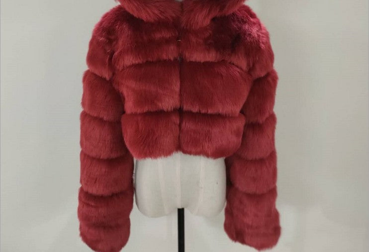 Women's Faux Fur Stitching Long Sleeve Fox Coats