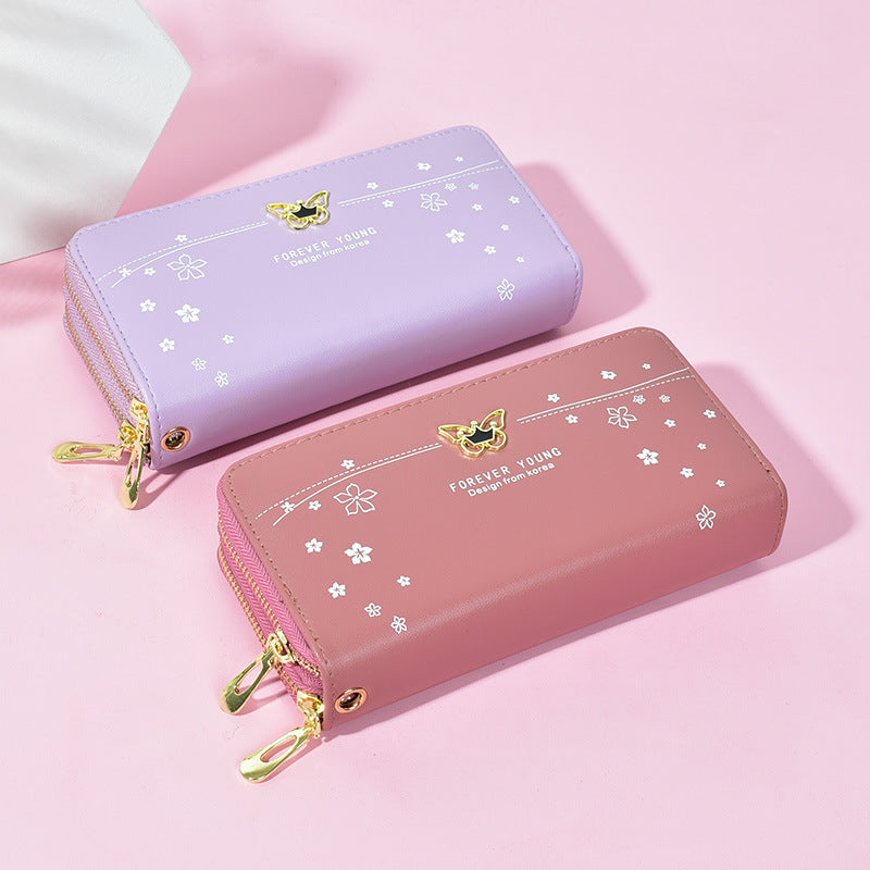 Women's Long Wrist Strap Printed Soft Leather Ladies Wallets