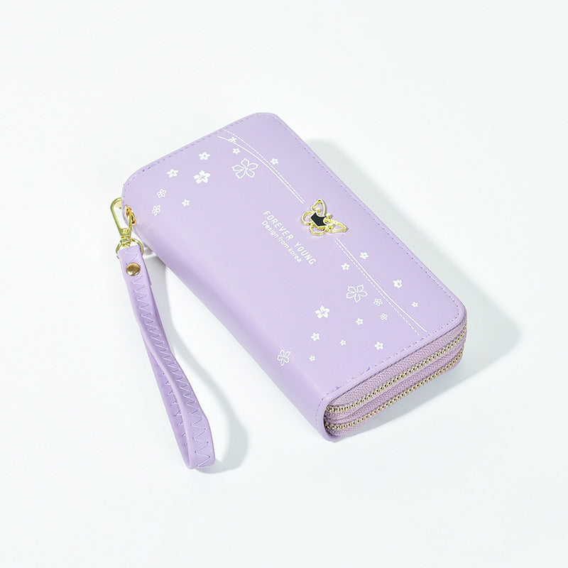 Women's Long Wrist Strap Printed Soft Leather Ladies Wallets
