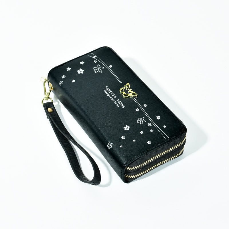 Women's Long Wrist Strap Printed Soft Leather Ladies Wallets