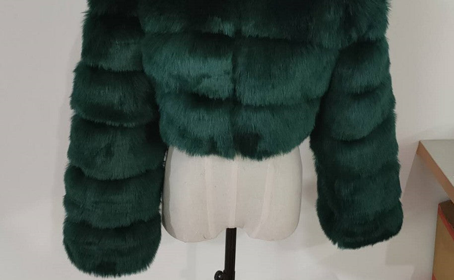 Women's Faux Fur Stitching Long Sleeve Fox Coats