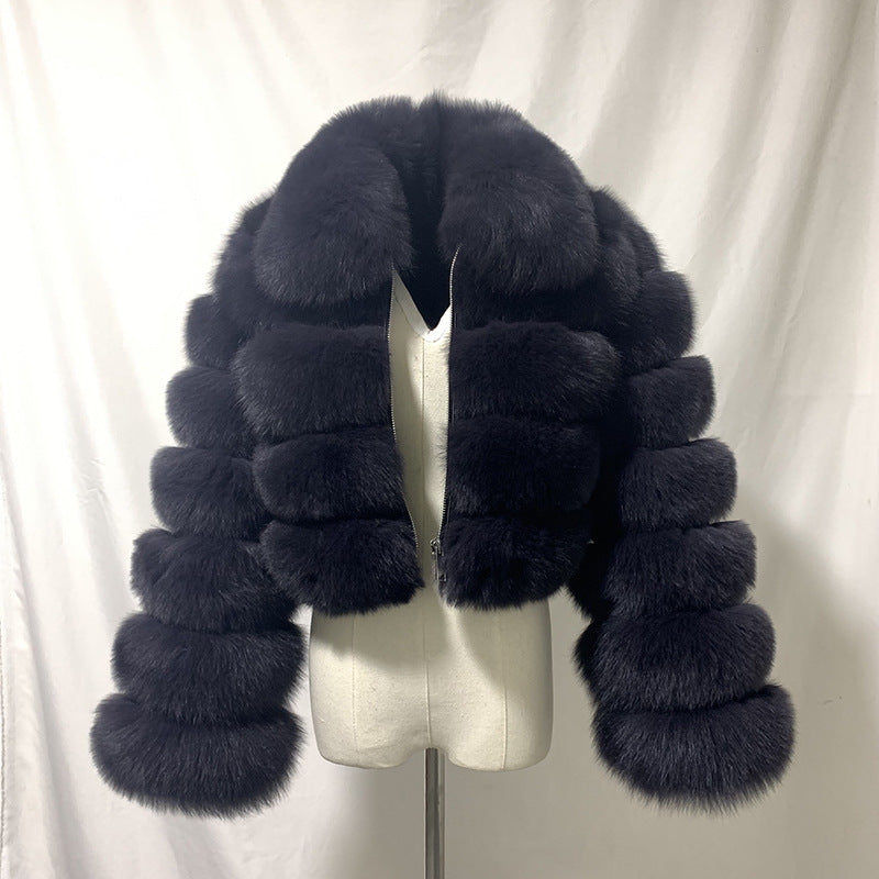 Women's Fur Imitation Fox Stitching Lapel Long Coats