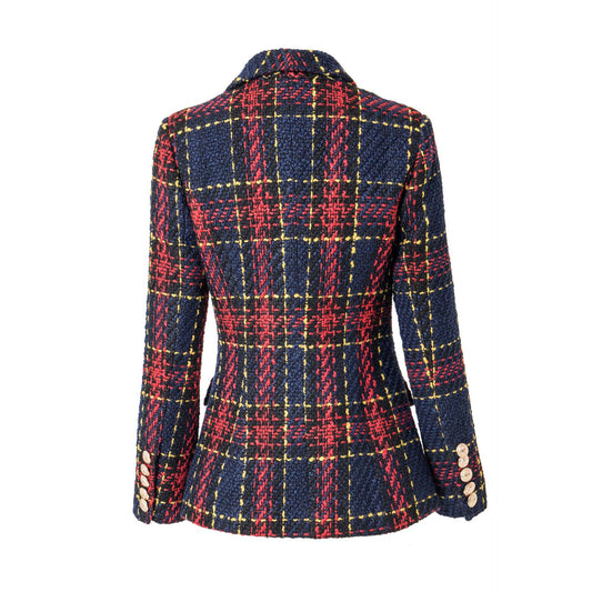 Women's Plaid Commute Slimming Retro Woolen For Jackets