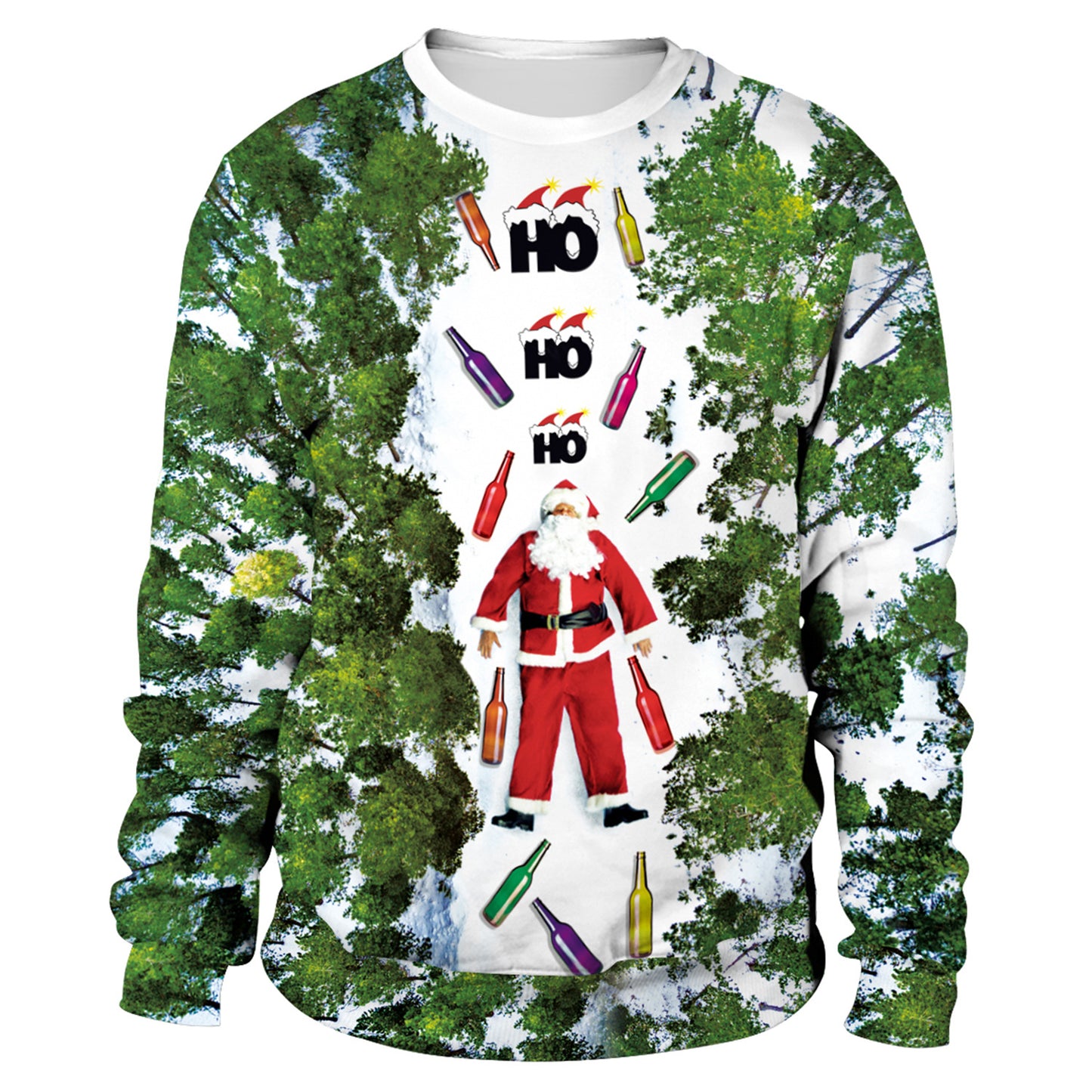 Party Digital Printed Round Neck Long Women's Sweater, Sweater
