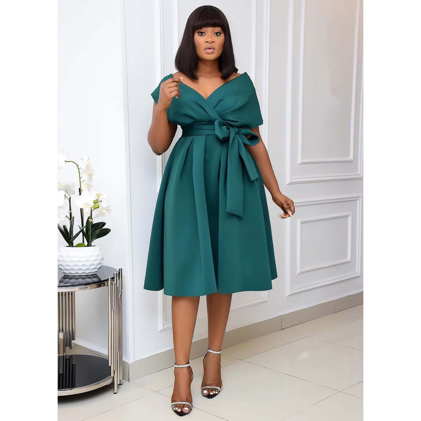 Women's African Clothes Sleeve Large Swing Dress Dresses