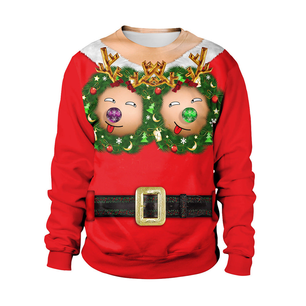 Festival Spoof Sexy Navel Hair Digital Printed Women's Sweater, Sweater