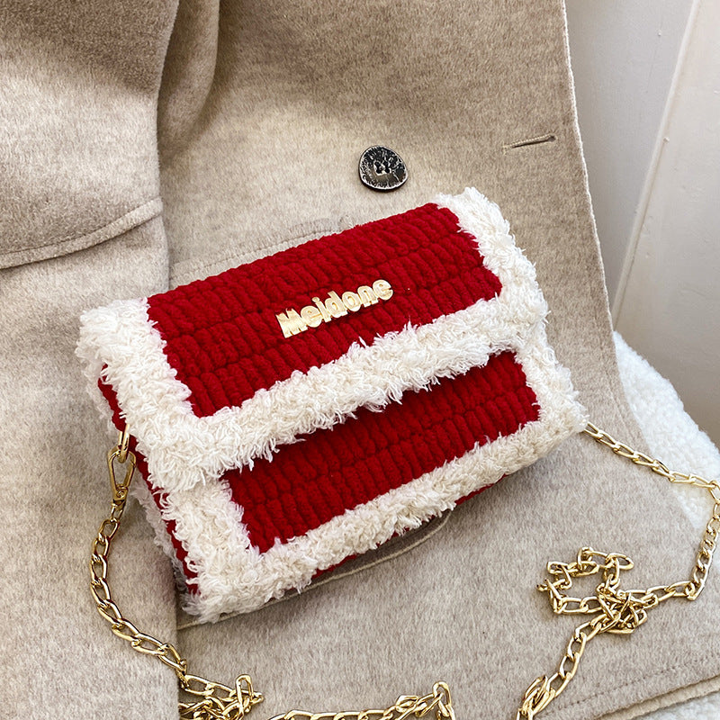 Women's Hand-woven Material Homemade Wool Ice Bar Crossbody Bags