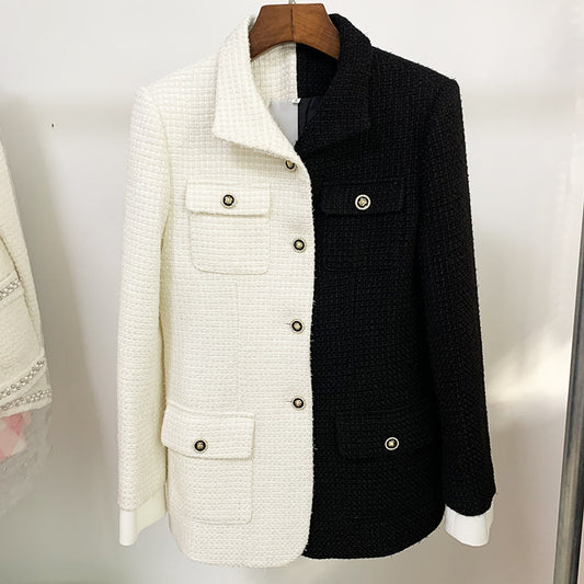 Fabric Chic Cool Contrast Color Woolen Small Suit