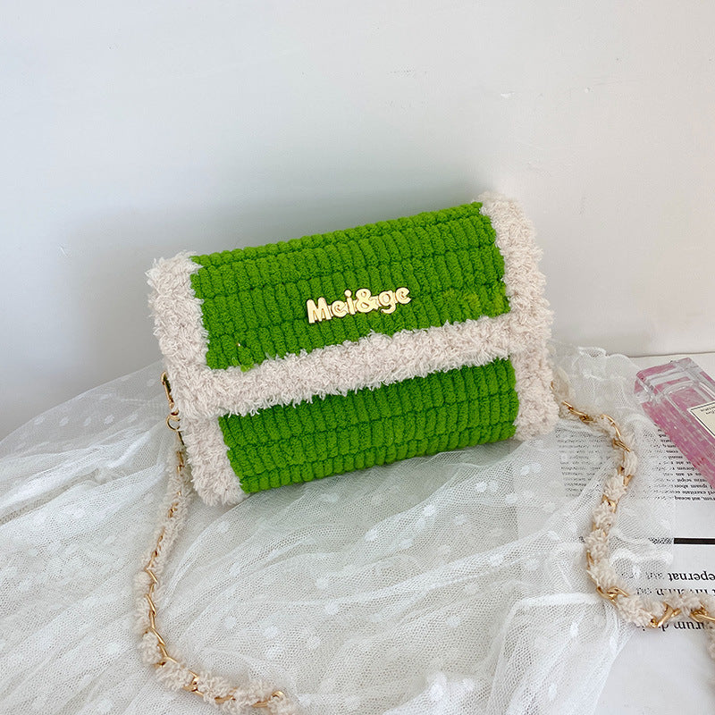 Women's Hand-woven Material Homemade Wool Ice Bar Crossbody Bags