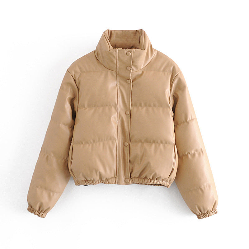 Women's Winter Urban Casual Faux Leather Cotton Coats