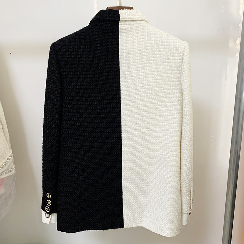 Fabric Chic Cool Contrast Color Woolen Small Suit