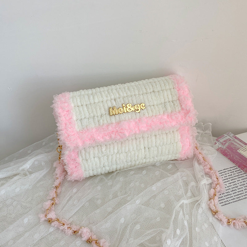 Women's Hand-woven Material Homemade Wool Ice Bar Crossbody Bags