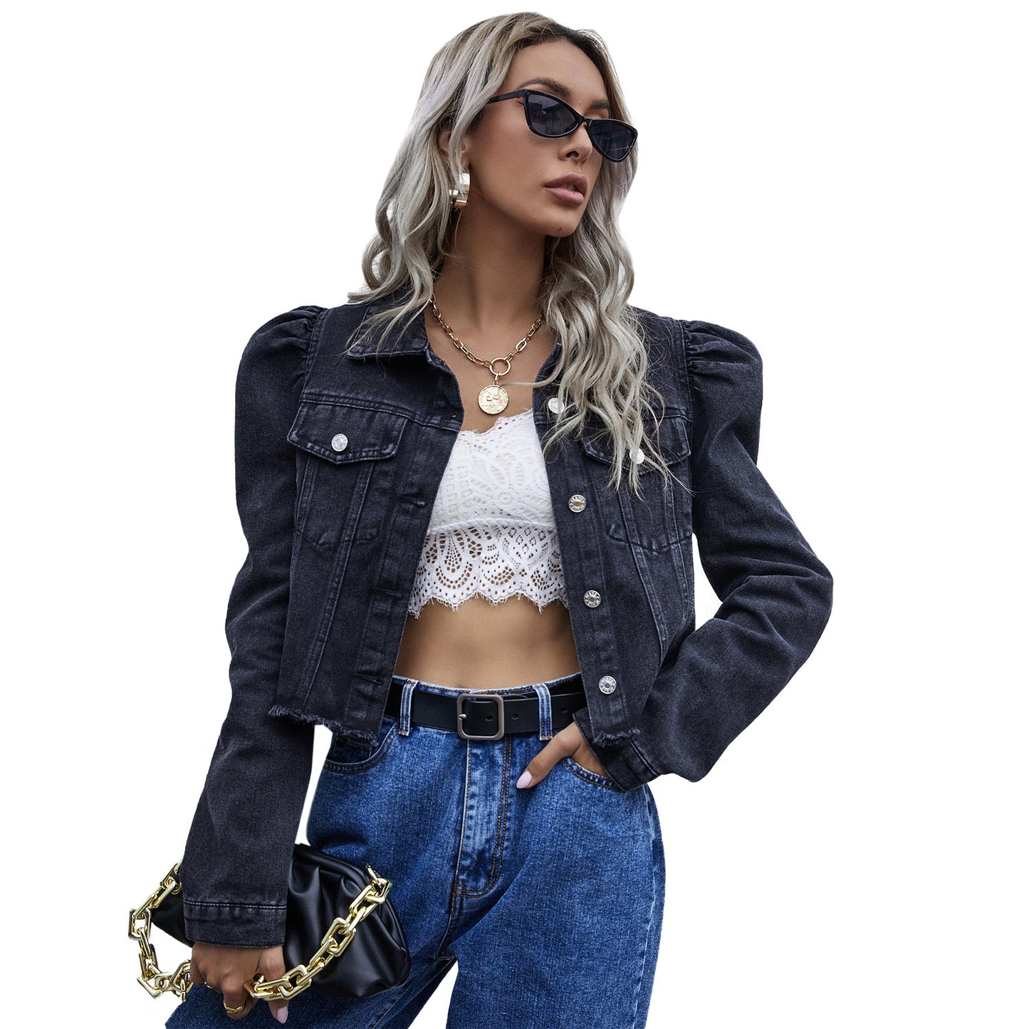 Women's Fashion Polo Collar Denim Casual Clothing