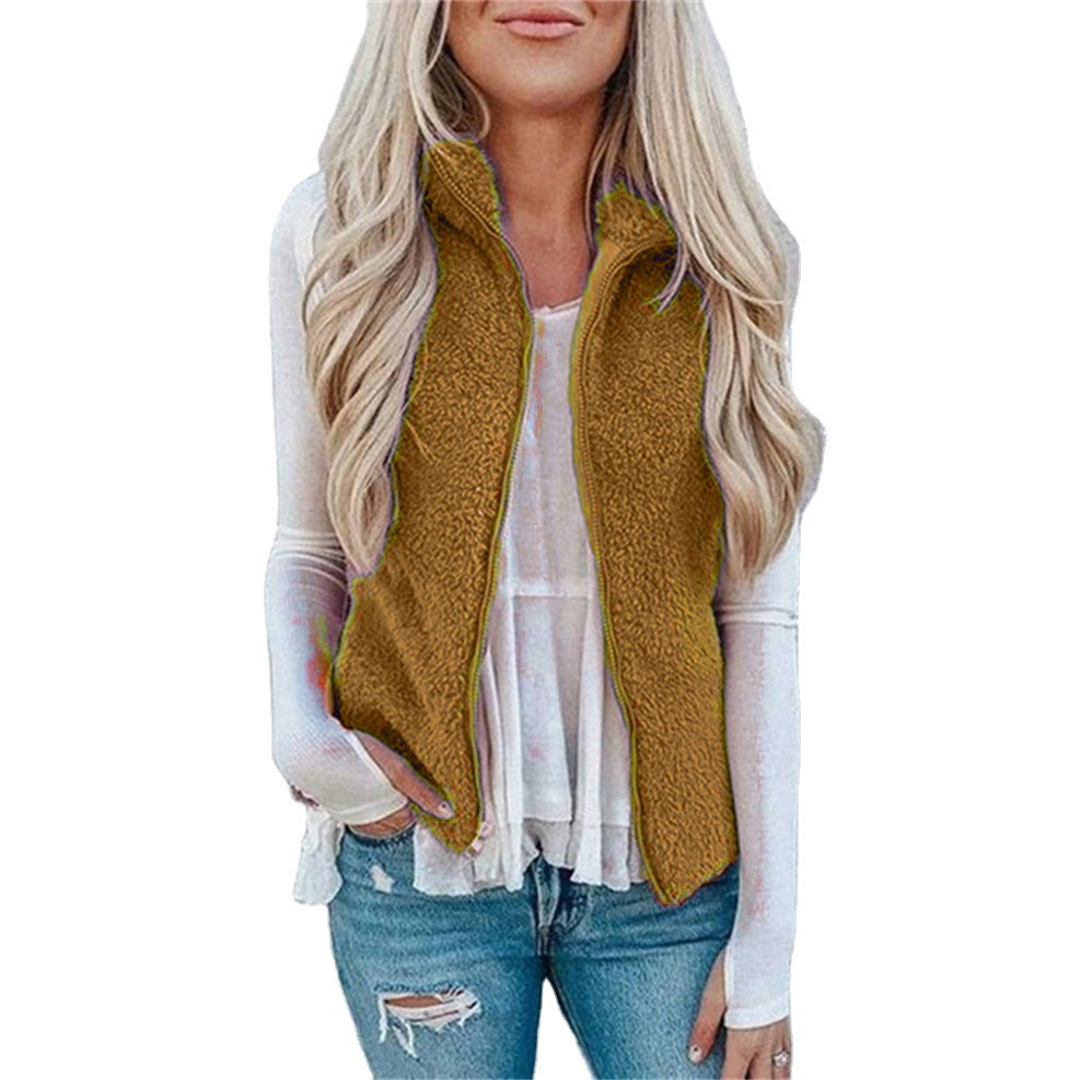 Slouchy Pretty Women's Pocket Zipper Plush Coats