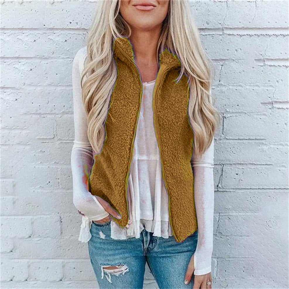 Slouchy Pretty Women's Pocket Zipper Plush Coats