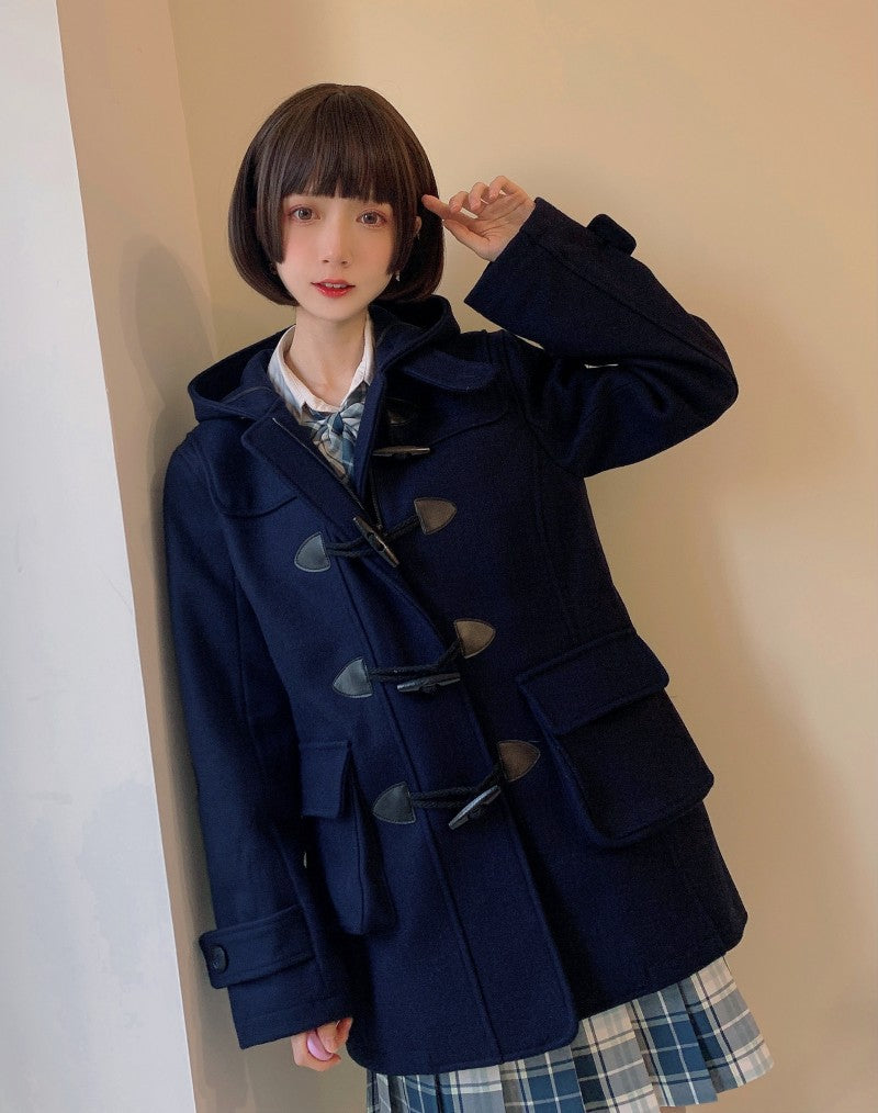 Woolen For Schools Horn Button Wool Coats