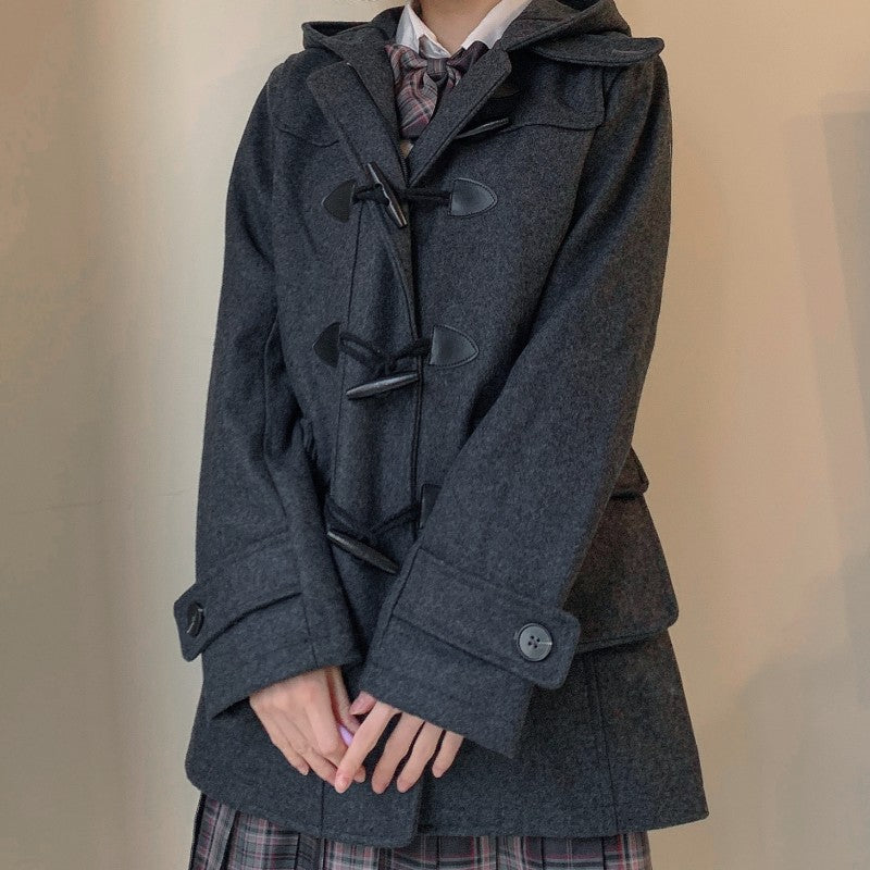 Woolen For Schools Horn Button Wool Coats