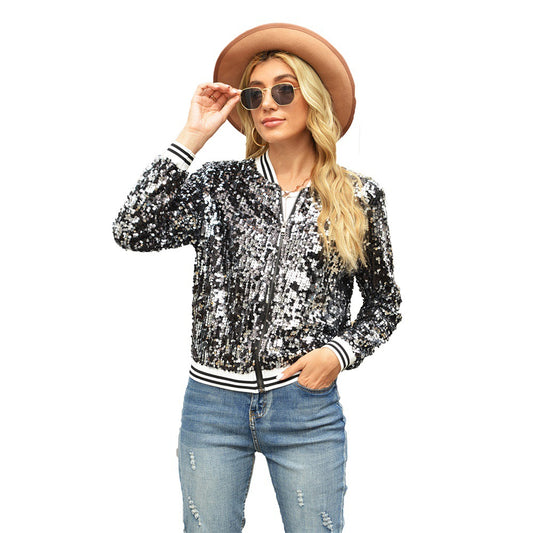 Women's Slouchy Innovative Beautiful Sequined Long-sleeved Jackets