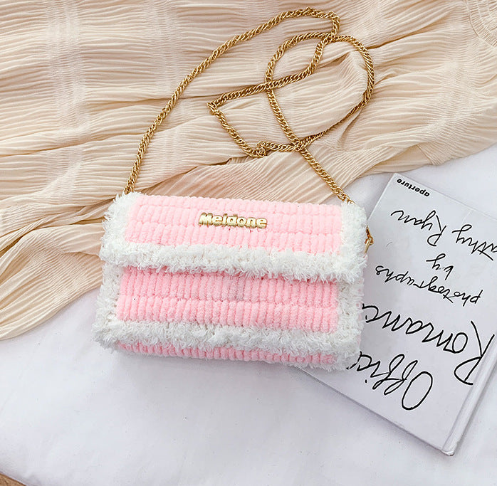Women's Hand-woven Material Homemade Wool Ice Bar Crossbody Bags