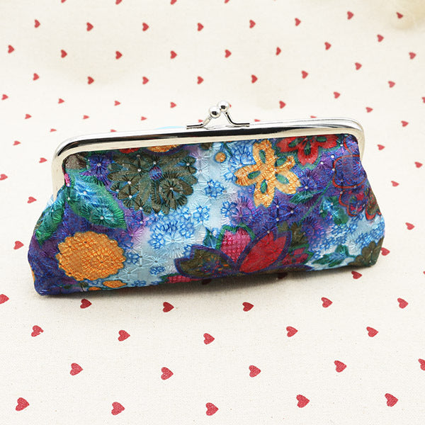 Women's Embroidered Fabric Long Creative Mobile Bags