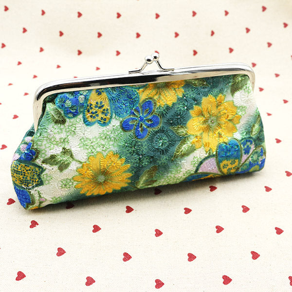 Women's Embroidered Fabric Long Creative Mobile Bags