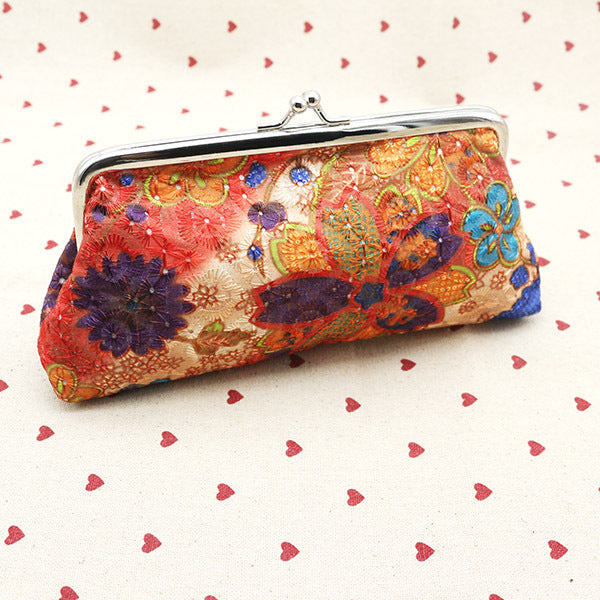Women's Embroidered Fabric Long Creative Mobile Bags