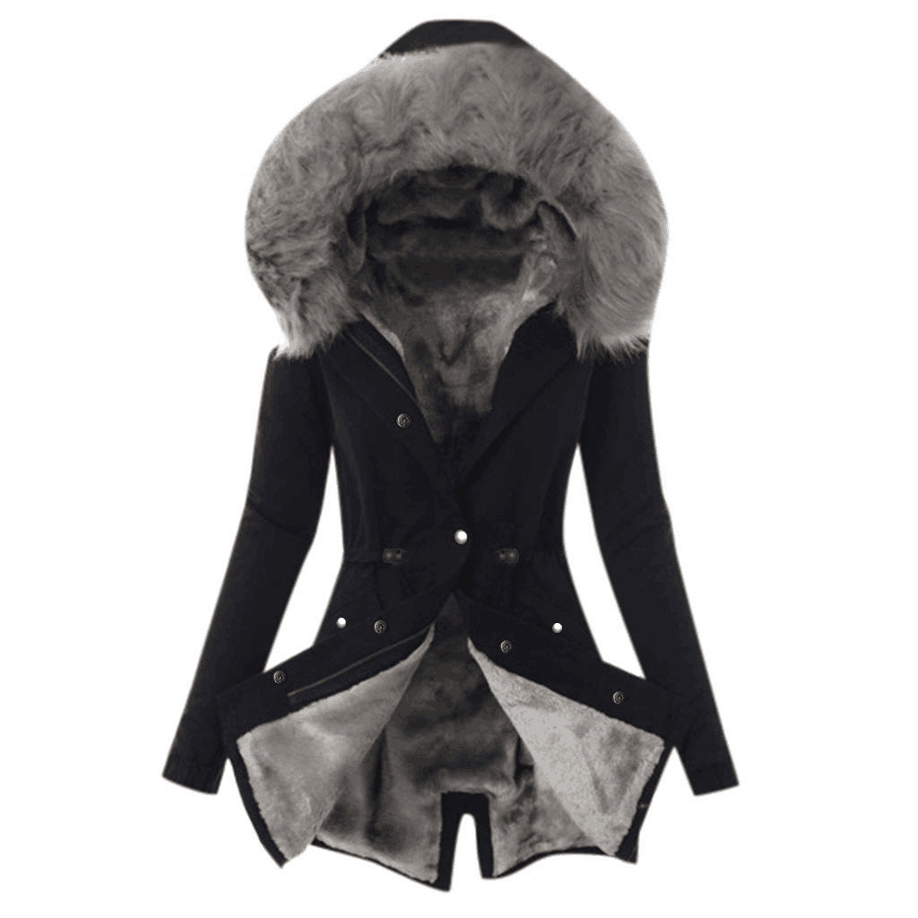 Stylish New Cashmere Fur Collar Cotton Coats
