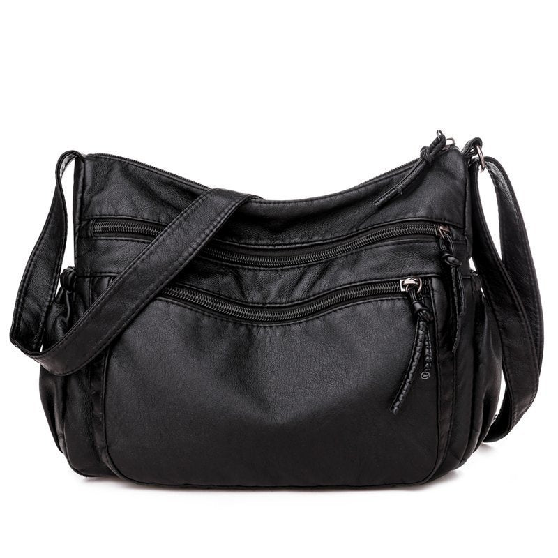 Women's Washed Leather Vintage Versatile Large Capacity Shoulder Bags