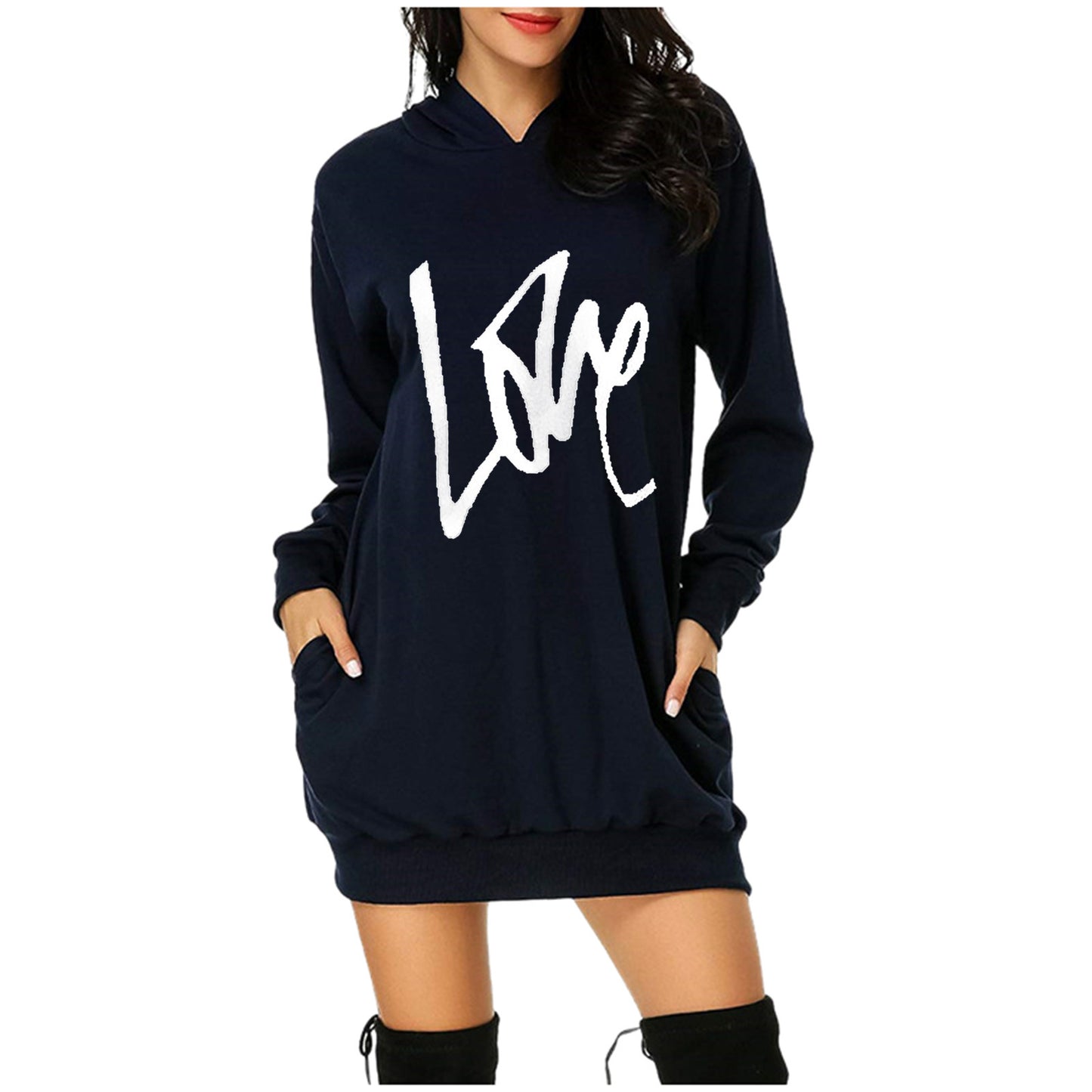 Women's Valentine's Day Printed Mid-length Hooded Long Sleeve Female Clothing