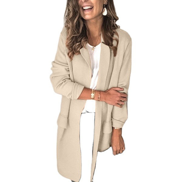 Women's Solid Color Long Sleeve Faux Pocket Suits