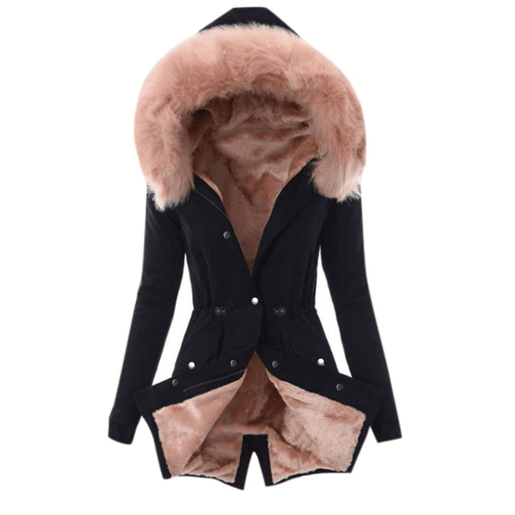 Stylish New Cashmere Fur Collar Cotton Coats