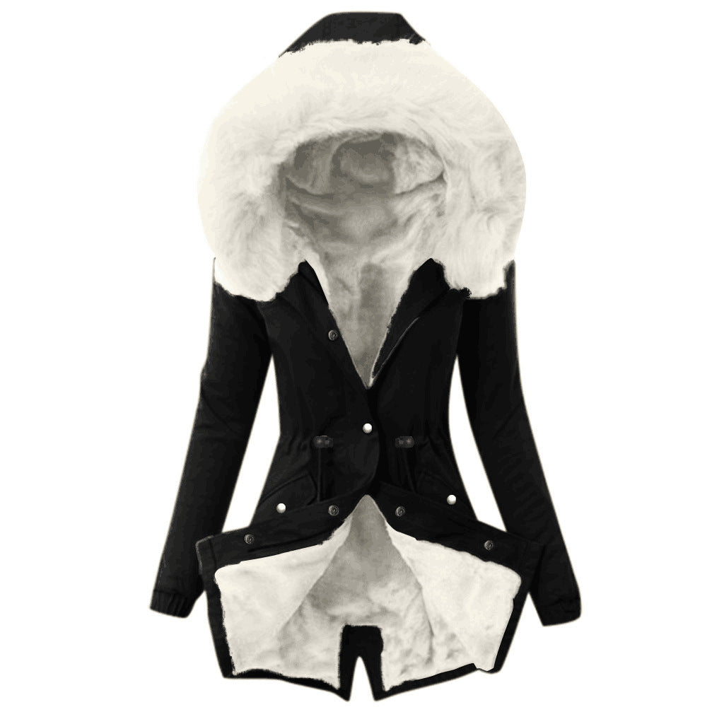 Stylish New Cashmere Fur Collar Cotton Coats