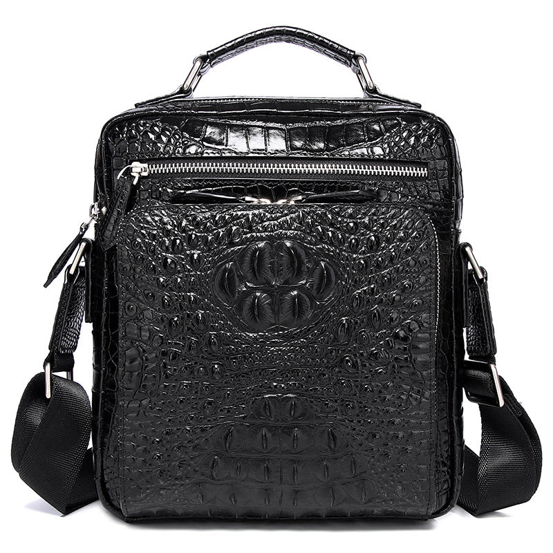 Men's Crocodile Pattern Leather First Layer Cowhide Men's Shoulder Bags