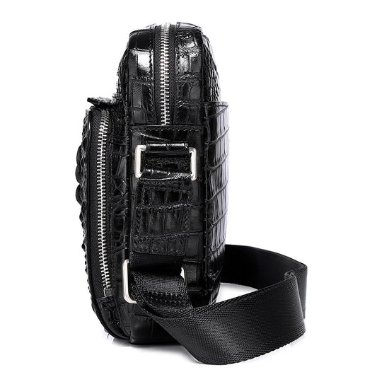 Men's Crocodile Pattern Leather First Layer Cowhide Men's Shoulder Bags