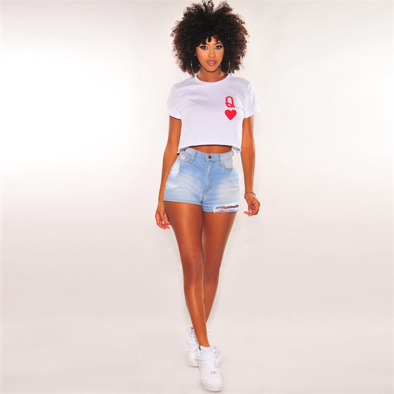 Women's Summer Washed Ripped Street Trend Fashion Women's Jeans