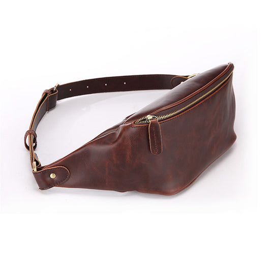 Men's Fashion Retro Crazy Horse Leather Daily Men's Chest Bags