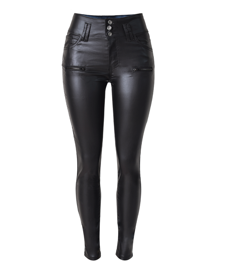 Women's High Waist Faux Leather Skinny Pants