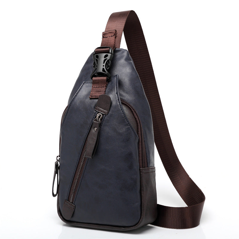 Men's Korean Leather Fashion Trendy Pannier Riding Men's Chest Bags