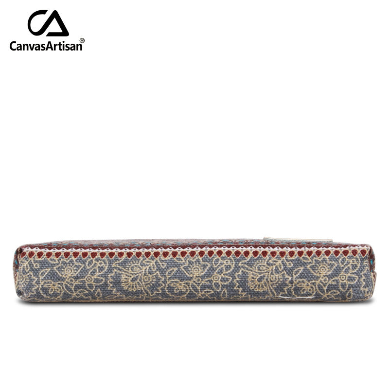 Women's Ethnic Style Storage Zip Canvas Clutch Ladies Wallets