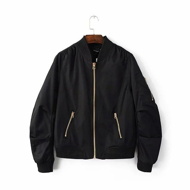 Women's Baseball Spring Two Pockets Metal Zipper Jackets